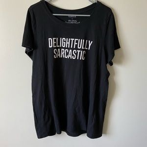 Torrid Delightfully Sarcastic Black Slim Fit Crew Tee